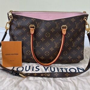 Louis Vuitton pink ballerine pink Brown Monogram Handbag Pallas VGUC